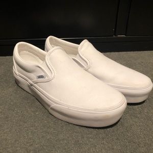 White platform slip on Vans